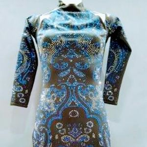 Womens Black dress with blue and silver crystals